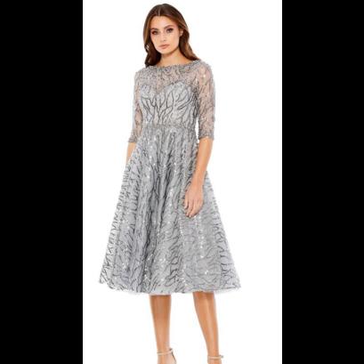 (4)High Neck Above Elbow Embellished A Line Dress Msrp $598